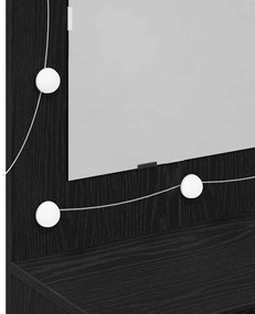 Armário de Espelho LED vidaXL em Carvalho Preto - 90x31,5x62 cm