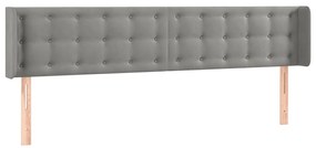 Cabeceira cama c/ luzes LED veludo 203x16x78/88 cm cinza-claro