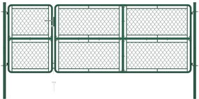 vidaXL Portão de jardim 125x350 cm aço verde