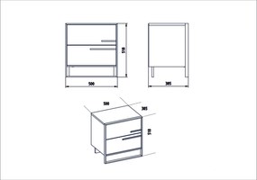 Mesa de Cabeceira Polka – Dourado e Branco – 50x51,8x38,5 cm