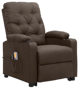Poltrona elevatória de massagens tecido castanho