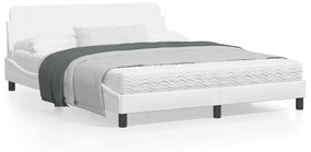 vidaXL Estrutura cama c/ cabeceira 160x200 cm couro artificial branco