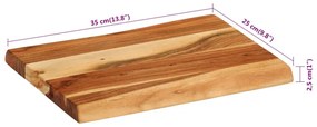 Tábua de cortar 35x25x2,5 cm madeira de acácia maciça