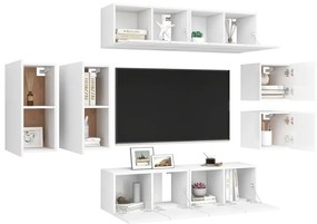 8 pcs conjunto de móveis de TV derivados de madeira branco