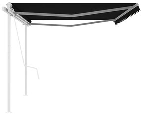 Toldo retrátil automático com postes 5x3,5 m antracite