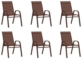 vidaXL Cadeiras de jardim empilháveis 6 pcs textilene castanho