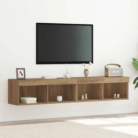 Armários para TV vidaXL com Luzes LED 2 pcs Carvalho Artesanal 80x30x30 cm