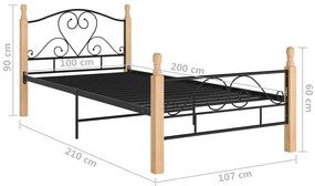 Estrutura de cama 100x200 cm metal preto