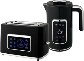 HOMCOM Conjunto Chaleira e Torradeira com Ecrã LED Touch, 1,7 L, 2 Ranhuras, Vários Modos e Funções, Preto | Aosom Portugal