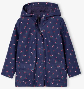 Impermeável estampado, com capuz, para menina marinho