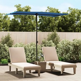 Guarda-sol de jardim com poste alumínio 180x110 cm azul-ciano