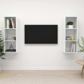 vidaXL Armários de parede TV 2 pcs derivados madeira branco brilhante