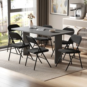 Conjunto de 6 cadeiras dobráveis (MESA NÃO INCLUIDA), cadeiras de jantar portáteis, estrutura em aço, 45 x 46 x 78 cm, pretas