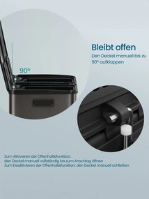 Caixote do lixo de cozinha 47,6 x 37,7 x 66,9 cm com dois compartimentos e tampa de fecho suave em aço cinza ardósia