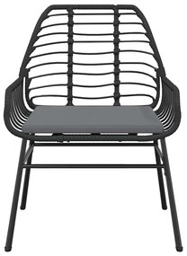 Conjunto de jantar jardim 7 peças almofadas vidro vime PE preto