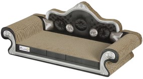 PawHut Sofá Arranhador para Gatos Arranhador para Gatos em Forma de Sofá com Erva para Gatos para Interior 56,5x24x26 cm Marrom