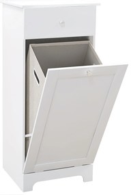HOMCOM Móvel de Banheiro com Cesto de Roupa Móvel de Armazenamento com Gaveta 40x40x90,5 cm Branco | Aosom Portugal