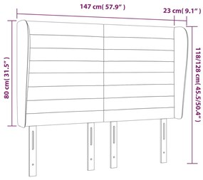 Cabeceira cama c/ abas veludo 147x23x118/128 cm cinzento-escuro