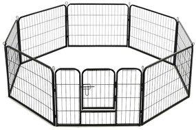 Parque para cães 8 painéis aço 60x80 cm preto
