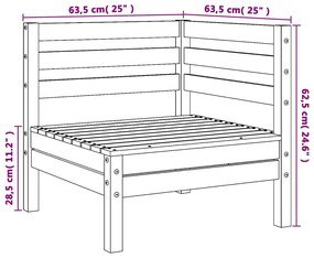 Sofás canto para jardim 2 pcs madeira de pinho maciça cinzento