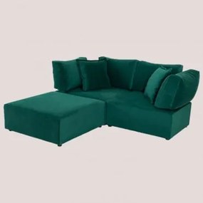 Sofá Modular De 2 Peças Com 2 Poltronas De Canto E Puff De Veludo Kata Verde Selva - Sklum