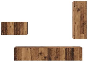 Conjunto de móvel de TV 4 pcs Madeira antiga 30.5 x 30 x 90 cm