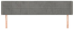 Cabeceira de cama c/ abas veludo 203x16x78/88 cm cinzento-claro