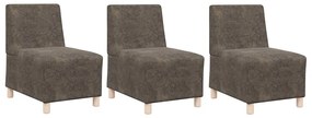 Cadeira Sofa 3 pcs Cinza Escuro 55 cm Couro camurça sintético