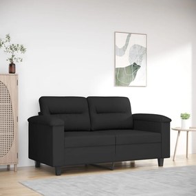 vidaXL Sofá de 2 lugares 120 cm tecido de microfibra preto
