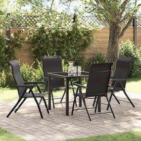 vidaXL Conjunto de Jantar de Jardim 5 Peças Preto Rattan Sintético