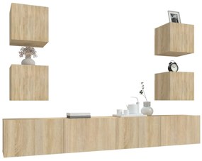 Conjunto móveis de TV 6 pcs madeira processada carvalho sonoma