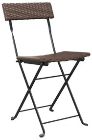 Cadeiras de bistrô dobráveis 2 pcs vime PE e aço castanho