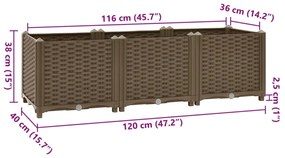 Canteiro elevado 120x40x38 cm polipropileno