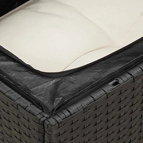 7 pcs conjunto de sofás p/ jardim c/ almofadões vime PE preto