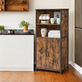 Armário multifuncional para arrumação Cozinha 60 x 35 x 125 cm (C x L x A) castanho vintage-preto