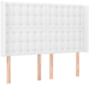 Cama box spring c/colchão/LED 140x190cm couro artificial branco