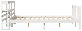 Estrutura de cama com cabeceira 160x200 cm pinho maciço branco