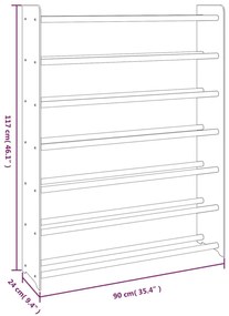 Sapateira Olívia - Com 7 Prateleiras - 90x24x117 cm - Cor Cinzento - D