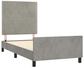 Estrutura de cama sem colchão 100x200 cm veludo cinzento-claro