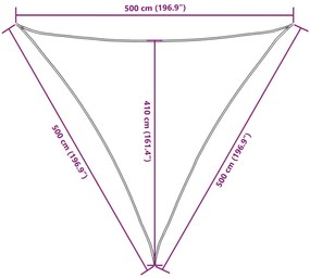 Para-sol estilo vela tecido oxford triangular 5x5x5 m laranja
