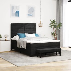 Cama Box com Colchão &amp; Banco Preto 160x200 cm Tecido