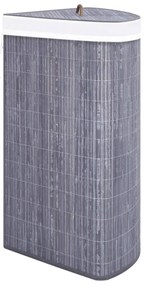 Cesto de canto para roupa suja 60 L bambu cinzento