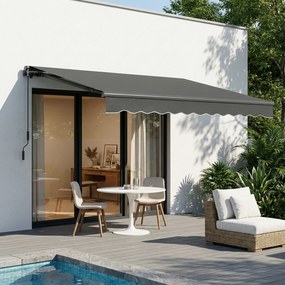 Toldo manual 3,5 x 3 m, cobertura retrátil com inclinação ajustável, manivela, proteção UV e resistente à água, cinzento
