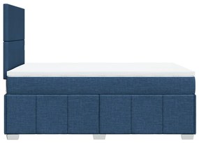 Cama boxspring com colchão 120x190 cm tecido azul