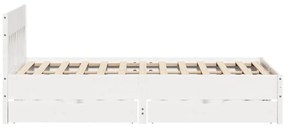 Cama sem colchão 140x200 cm madeira de pinho maciça branco