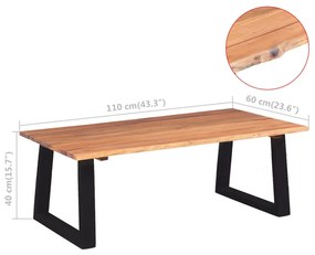 Mesa de centro em madeira de acácia maciça 110x60x40 cm