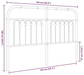 Cabeceira de cama 135 cm metal preto
