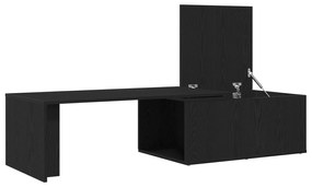 Mesa de Centro Folheada Preta de 150x50x35 cm