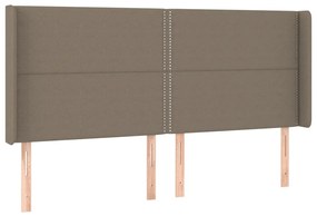 Cabeceira cama c/ LED tecido 203x16x118/128cm cinza-acastanhado