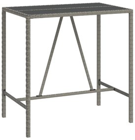 5 pcs conjunto de bar p/ jardim c/ almofadões vime PE cinzento